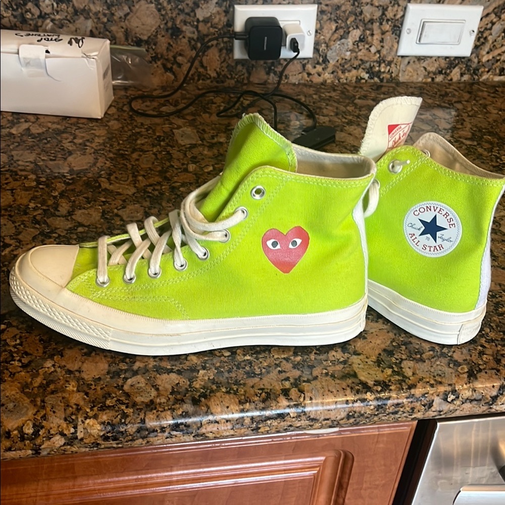 Converse Green and White High-Top Sneakers( women’s 11/ men’s 9)Comme de Garçon